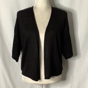 J. Jill Black Short Sleeve Open Front Cardigan Size SP